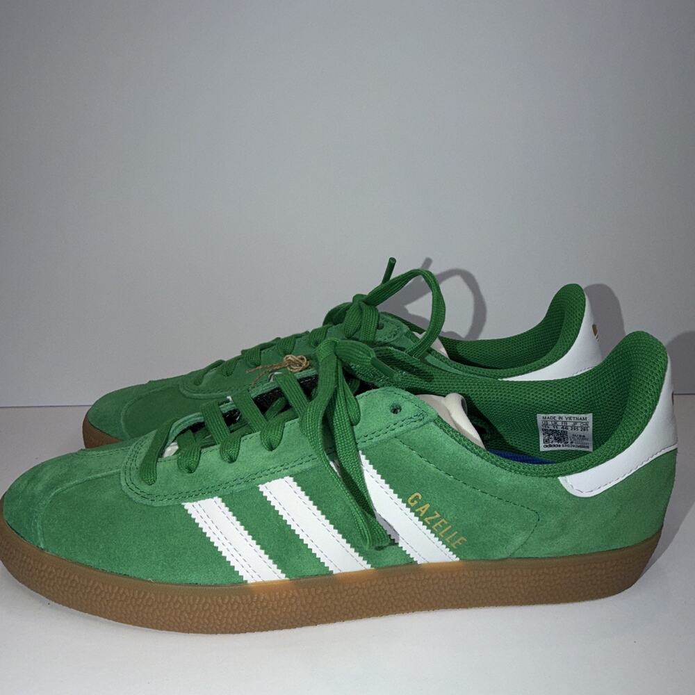 adidas Gazelle ADV Men's Low Top Lace-Up Suede Sneakers Green/White/Gold JH5247